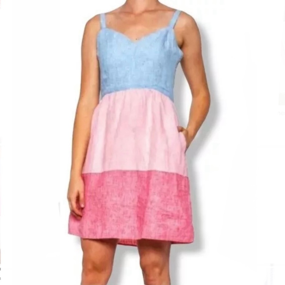 Cynthia Rowley Colorblock Linen Dress - Picture 3 of 8